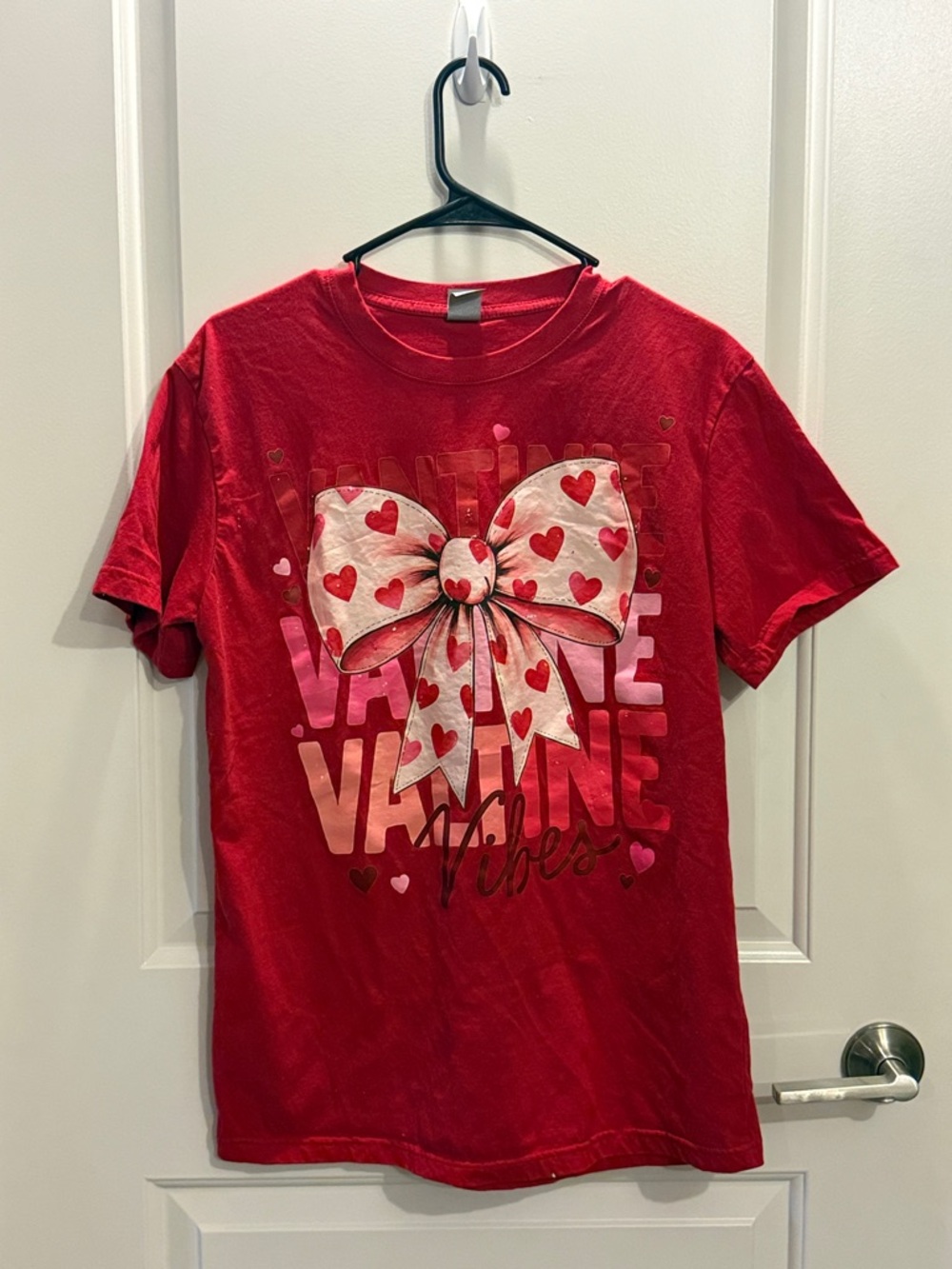 Women’s Red Valentine Heart Bow Graphic Tee